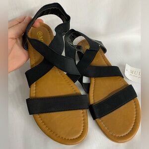 Black and Tan Strappy Sandals